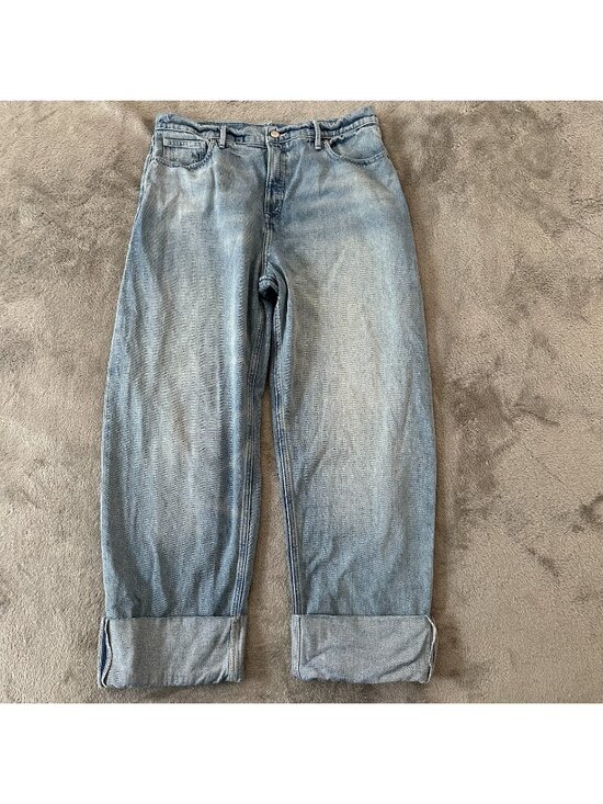 Good American Denim - Good American Good Standard Barrel Leg Cuffed Light Wash Jeans Women's 12/31